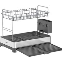 Abtropfgestell 2-stufig mit Utensilienhalter silbern-grau von SONGMICS