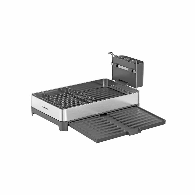 Abtropfgestell mit Utensilienhalter silbern-grau von SONGMICS