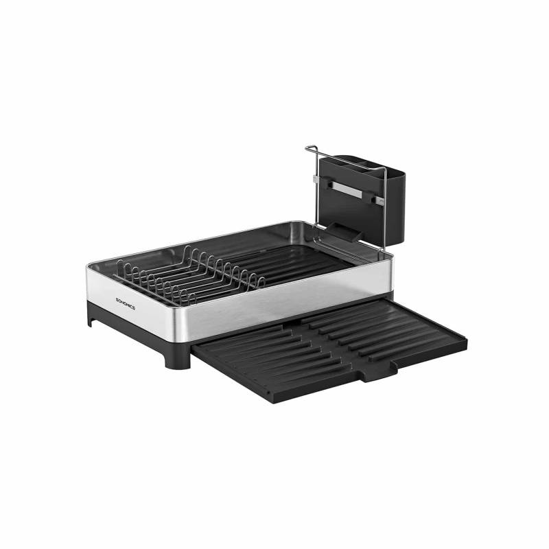 Abtropfgestell mit Utensilienhalter silbern-schwarz von SONGMICS