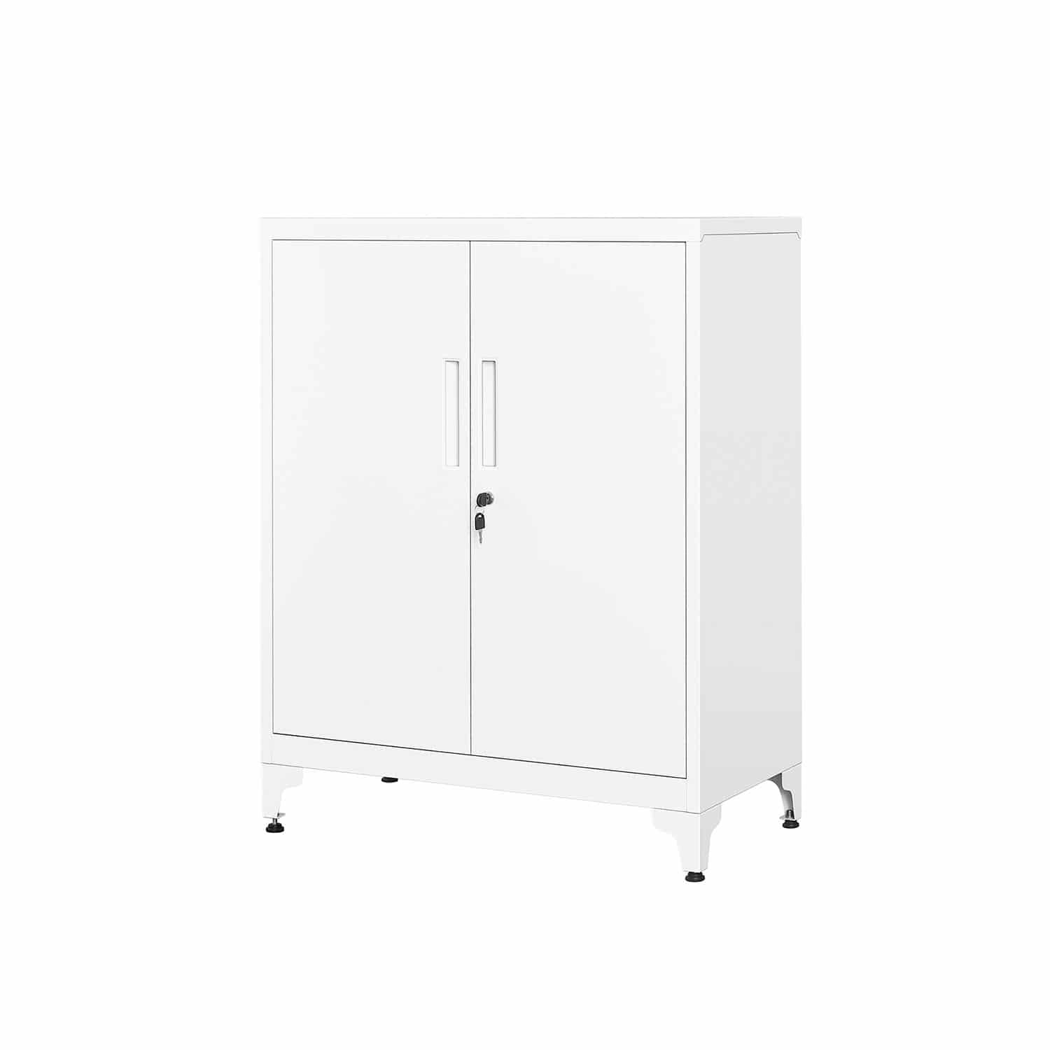 Aktenschrank abschließbar mit 2 Türen 40 x 80 x 90 cm mattweiß von SONGMICS