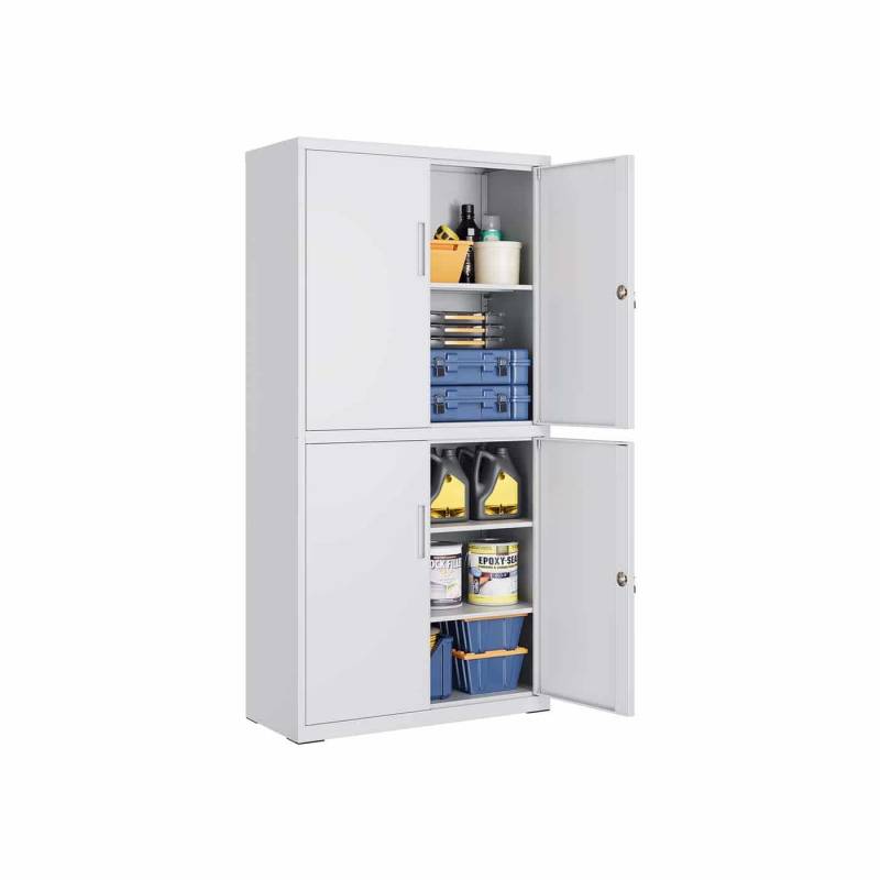 Aktenschrank mit 4 Türen und 5 Ebenen 40 x 80 x 180 cm mattgrau von SONGMICS