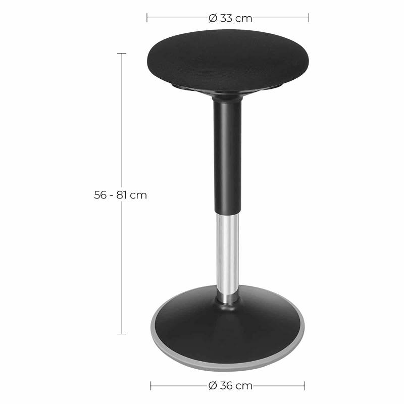 Arbeitshocker 60-85 cm Schwarz von SONGMICS