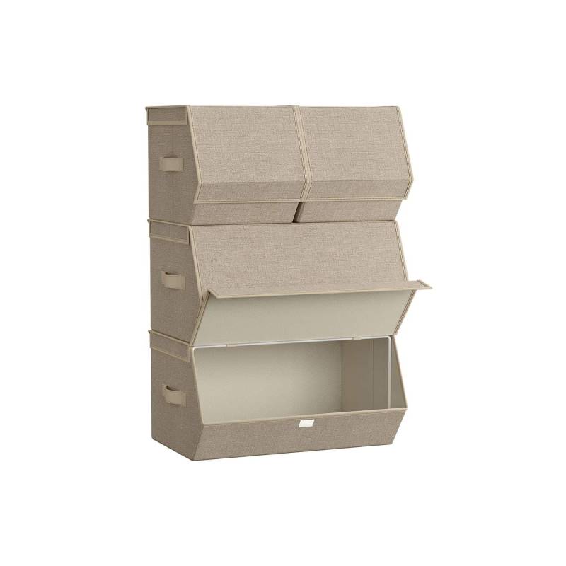 Aufbewahrungsbox mit Deckel und Magnetverschluss sandbeige von SONGMICS