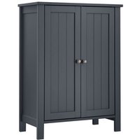 Badschrank Badezimmerschrank Schuhschrank Regal Aufbewahrungmit Doppeltür 2 verstellbare Einlegeböden Weiß 60 x 80 x 30cm Grau BCB60GY - Grau von SONGMICS