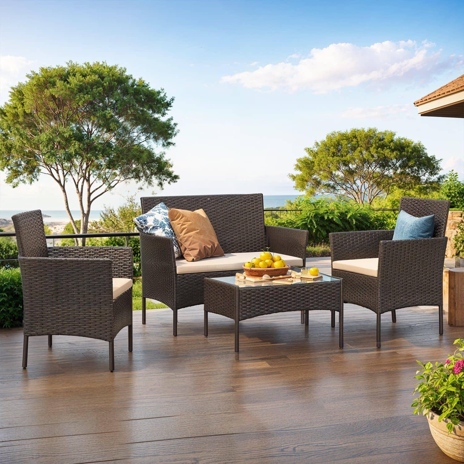 Balkonmöbel, Gartenmöbel-Set, aus PE-Polyrattan Balkonmöbel, Gartenmöbel-Set, aus PE-Polyrattan von SONGMICS