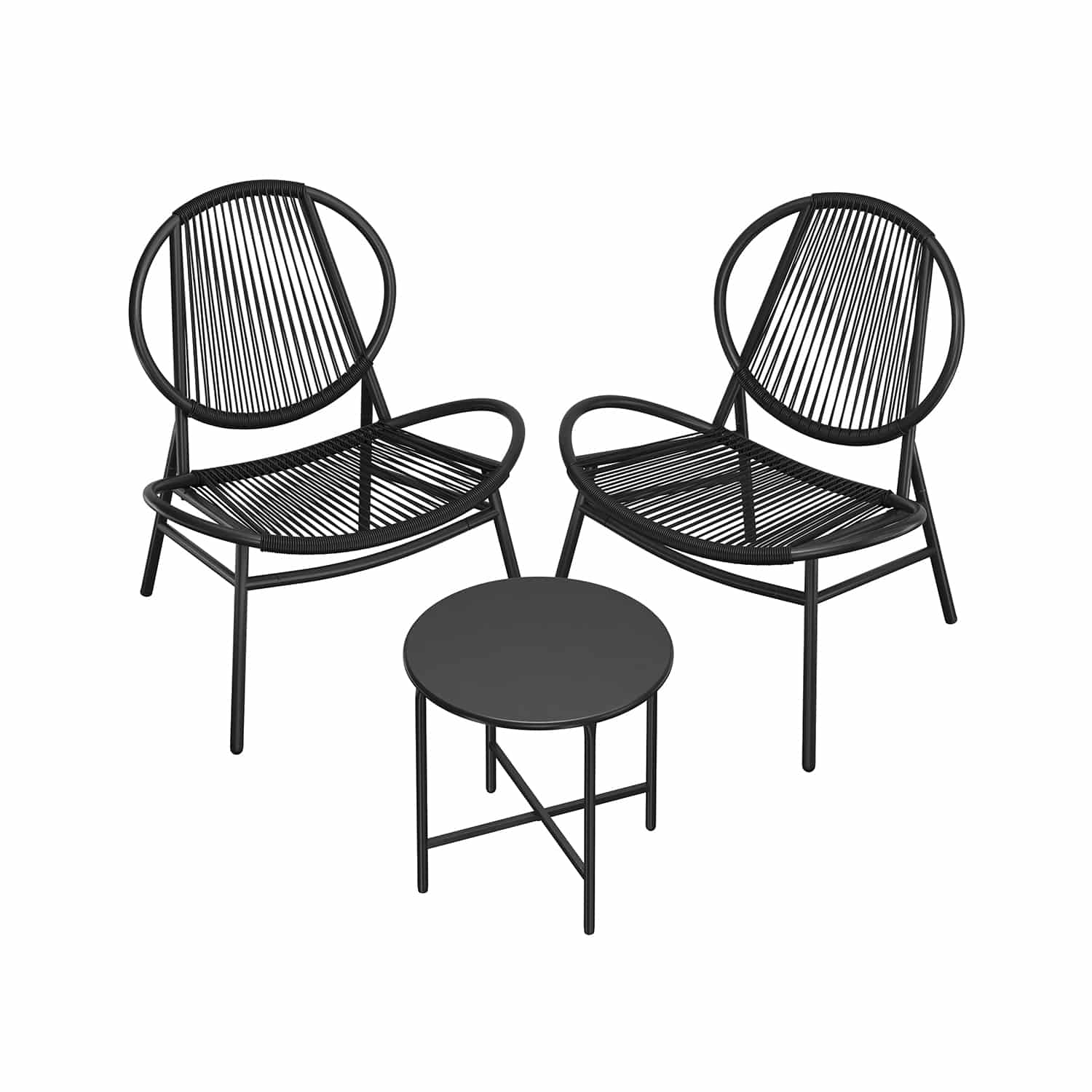 Balkonmöbel 3er Set mit Tisch und 2 Stühlen tintenschwarz von SONGMICS