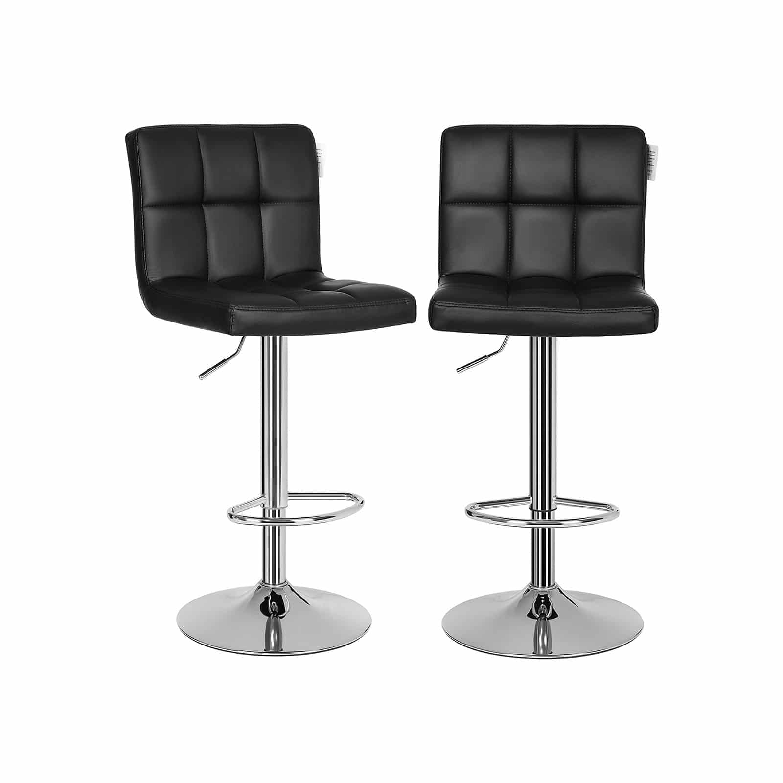 Barhocker 2er Set Kunstleder Schwarz von SONGMICS