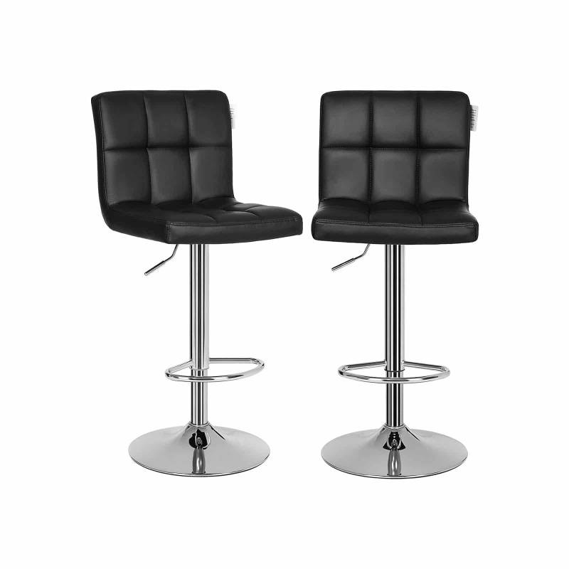 Barhocker 2er Set Kunstleder Schwarz von SONGMICS