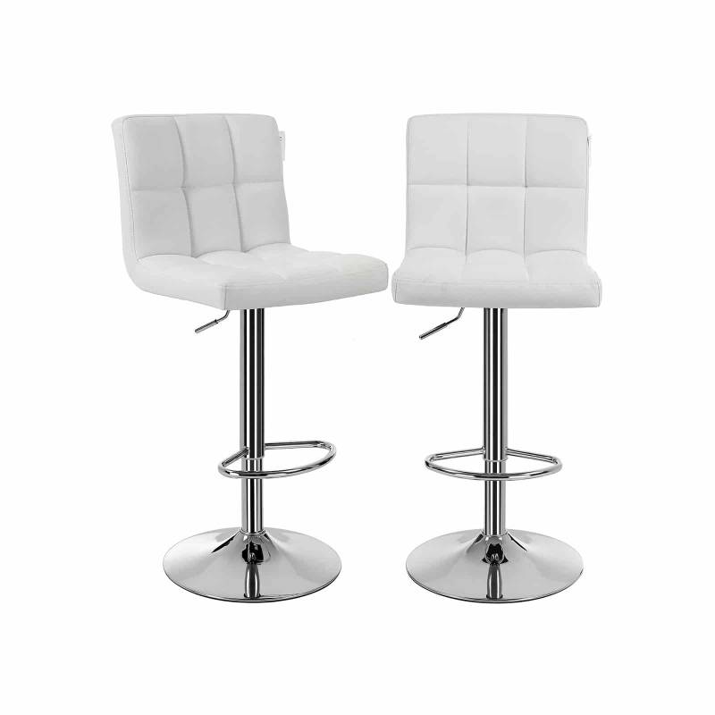 Barhocker 2er Set Kunstleder Weiß von SONGMICS