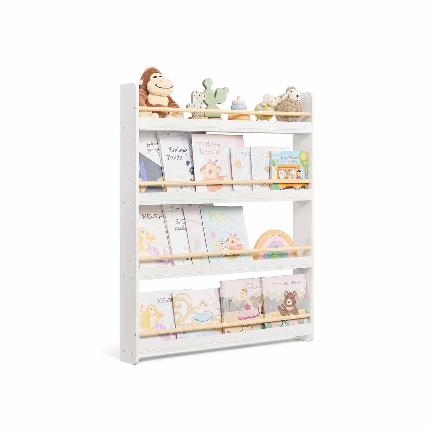 Bücherregal für Kinderzimmer mit 4 Ebenen weiß-naturfarben Bücherregal für Kinderzimmer mit 4 Ebenen weiß-naturfarben von SONGMICS
