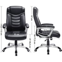Bürostuhl, Schwarz, 52x53x(112-122)cm von SONGMICS