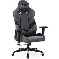 Bürostuhl Gaming Stuhl Chefsessel ergonomisch mit Verstellbare Armlehnen, Kopfkissen Lendenkissen 66 x 72 x 124-132 cm Grau-Schwarz RCG13G von SONGMICS