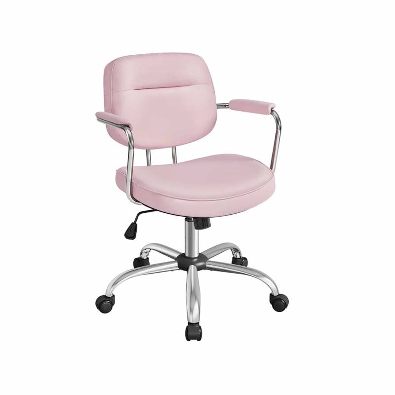 Bürostuhl aus PU mit Armlehnen pastellrosa von SONGMICS