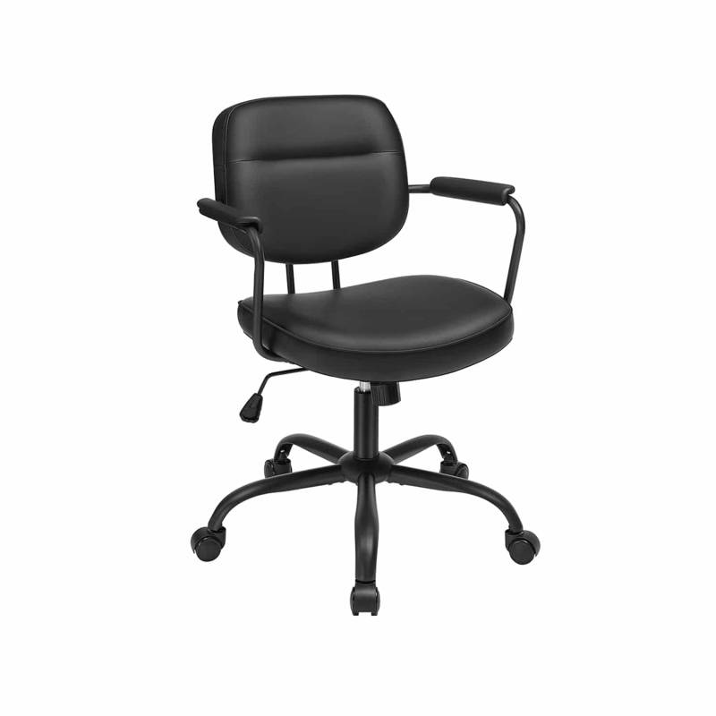 Bürostuhl aus PU mit Armlehnen tintenschwarz von SONGMICS