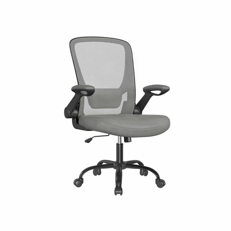 Bürostuhl ergonomisch Wippfunktion Armlehnen taubengrau von SONGMICS