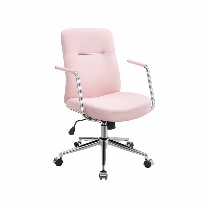 Bürostuhl mit Rückenlehnen und gebogenem Sitz pastellrosa von SONGMICS