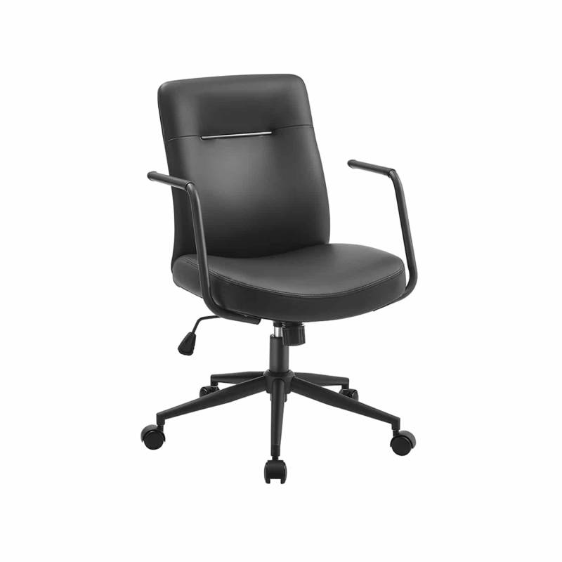 Bürostuhl mit Rückenlehnen und gebogenem Sitz tintenschwarz von SONGMICS