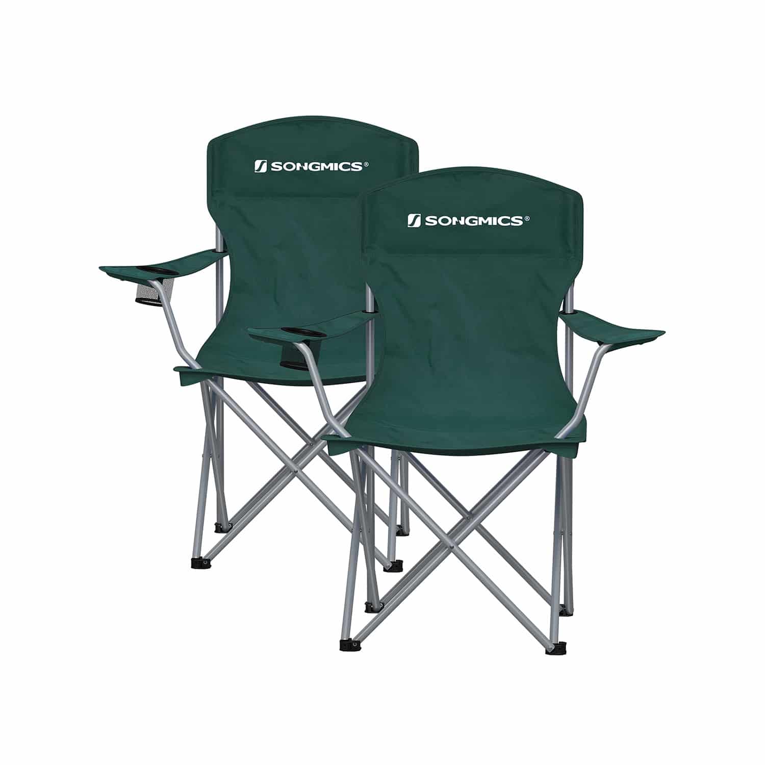 Campingstuhl 2er Set mit Getränkehalter dunkelgrün Campingstuhl 2er Set mit Getränkehalter dunkelgrün von SONGMICS