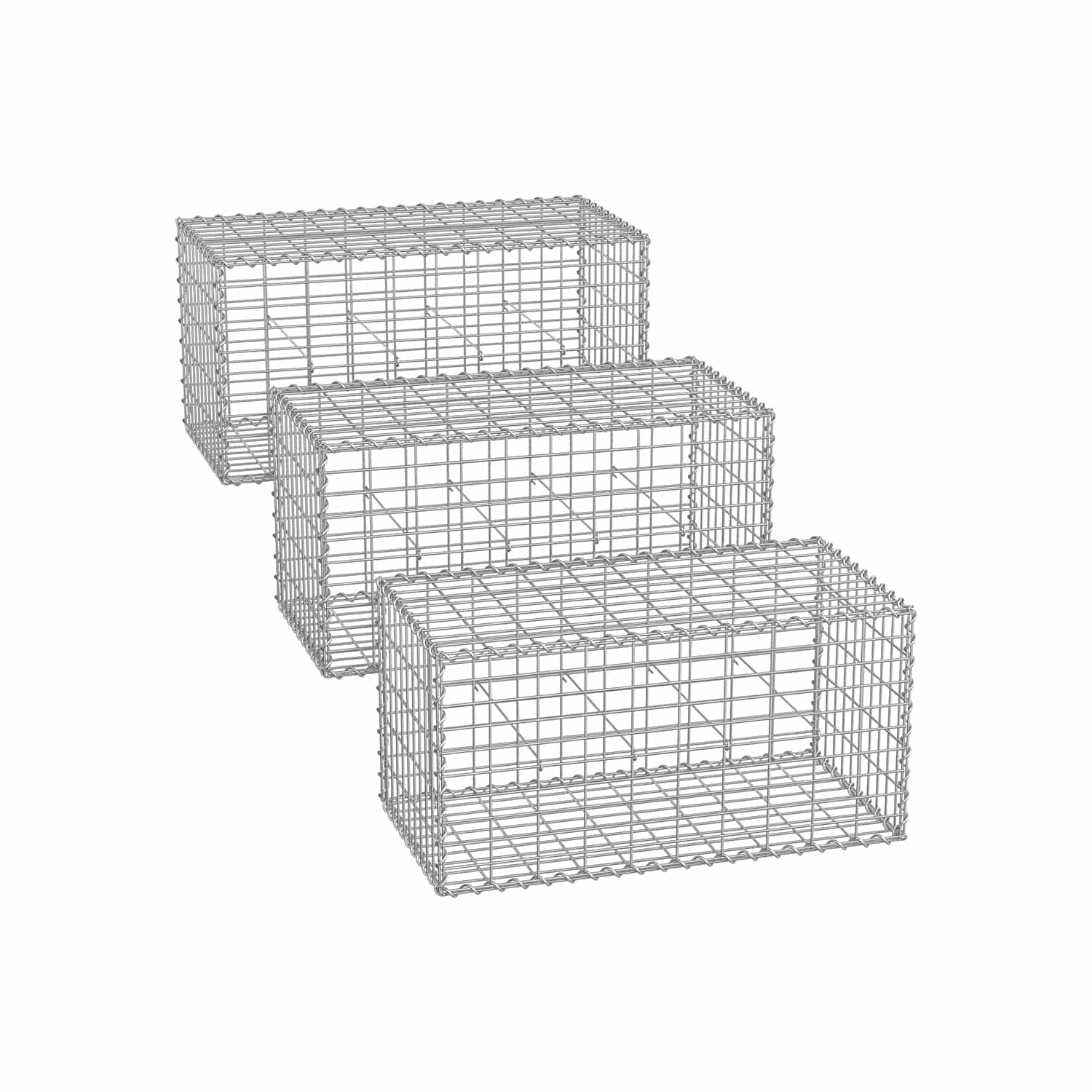 Drahtkorb mit 5 x 10 cm Maschenweite 3er Set silber von SONGMICS
