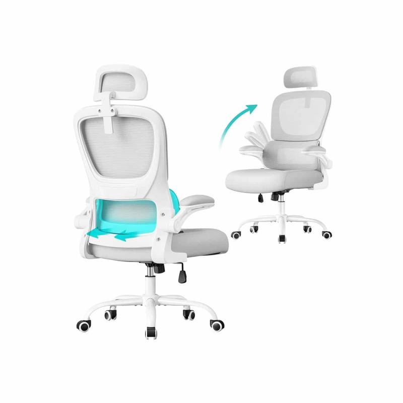 Ergonomischer Bürostuhl mit Netzgewebe und klappbaren Armlehnen von SONGMICS