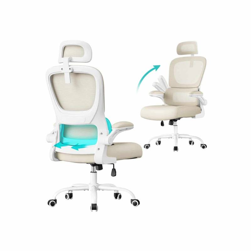 Ergonomischer Bürostuhl mit Netzgewebe und klappbaren Armlehnen von SONGMICS