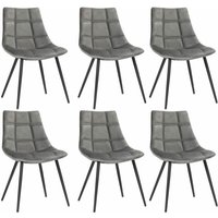 Songmics - Esszimmerstühle 6er Set, moderne Küchenstühle, Polsterstühle mit Eisenbeinen, angenehm glatte Samtoberfläche, Loungesessel, grau LDC84GY-6 von SONGMICS