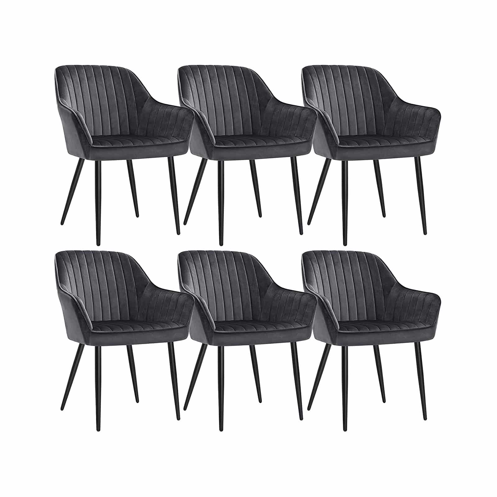 Esszimmerstühle 6er Set mit Metallbeinen Grau von SONGMICS