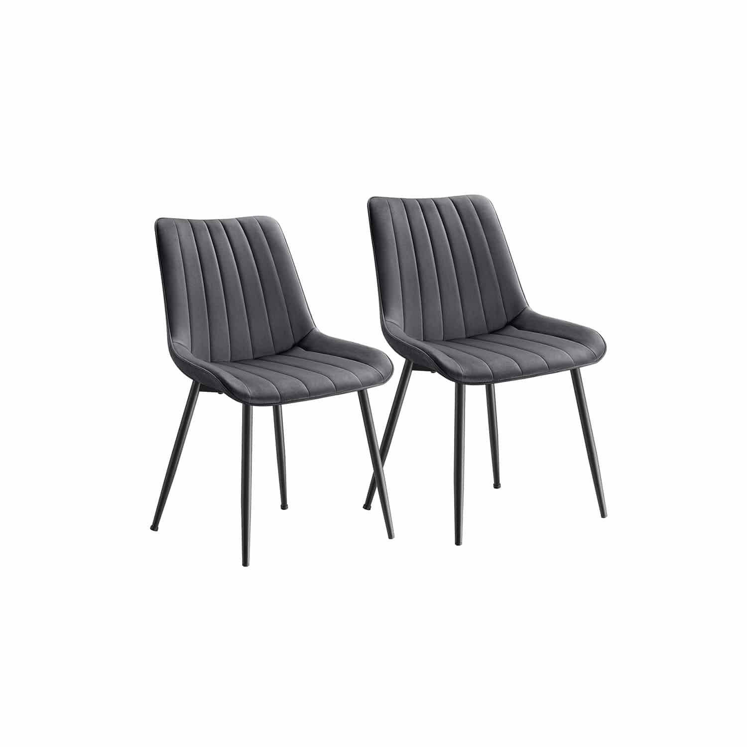 Esszimmerstuhl 2er Set mit Stahlbeinen grau-tintenschwarz von SONGMICS