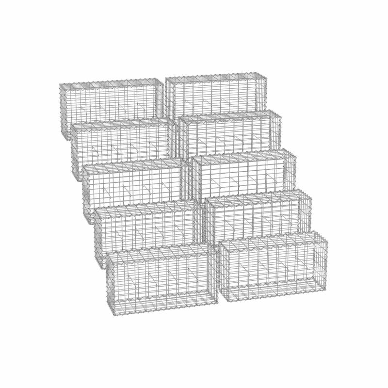 Gabionenkörbe 100 x 30 x 30 cm 10er Set silber von SONGMICS
