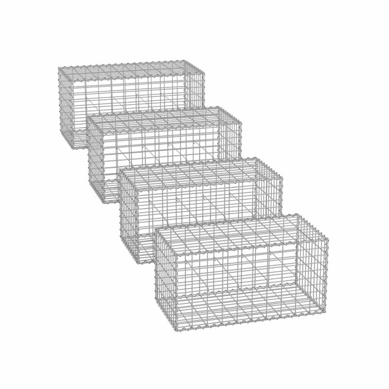Gabionenkörbe 100 x 30 x 30 cm 4er Set silber von SONGMICS