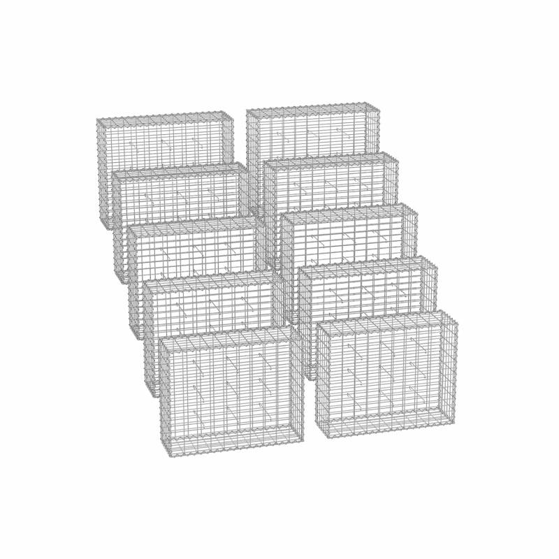 Gabionenkörbe 100 x 80 x 30 cm 10r Set silber von SONGMICS
