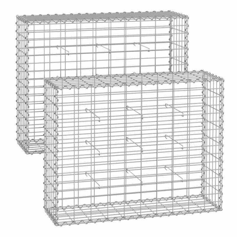 Gabionenkörbe 100 x 80 x 30 cm 2er Set silber von SONGMICS