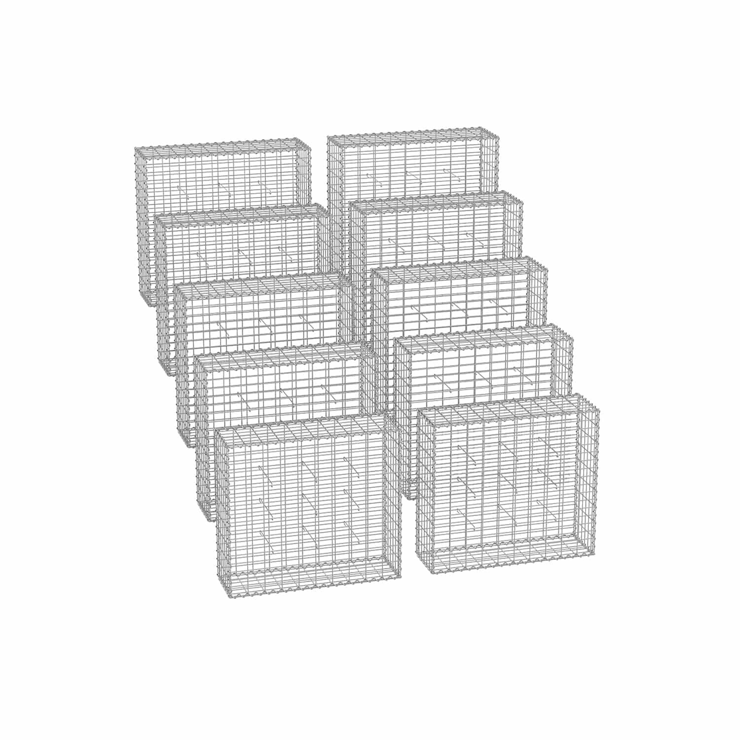 Gabionenkörbe mit 5 x 10 cm Maschenweite für Steine 10er Set von SONGMICS