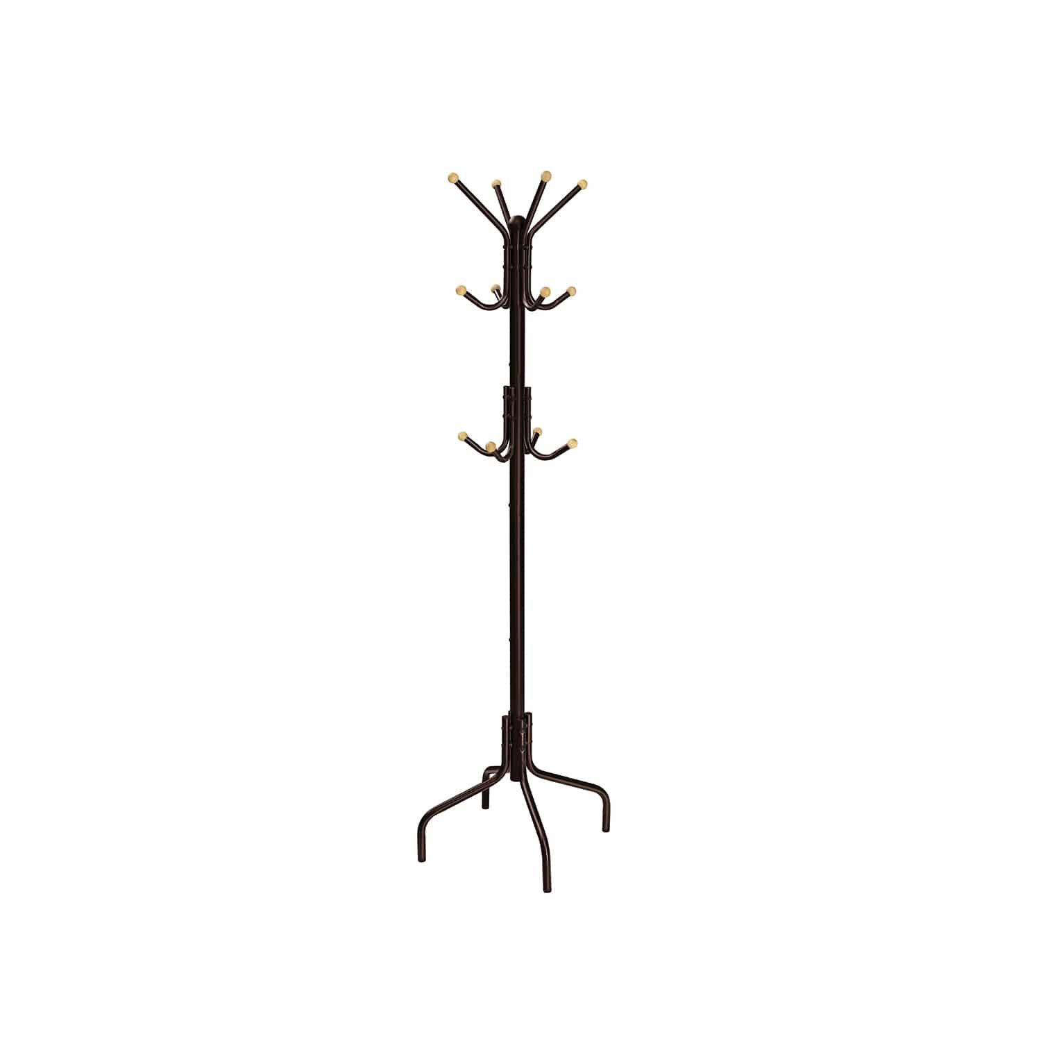 Garderobenständer aus Metall mit 12 Haken und Garderobe braun von SONGMICS