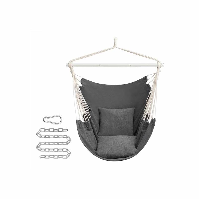 Hängesessel mit 2 Kissen und Metallkette schiefergrau von SONGMICS