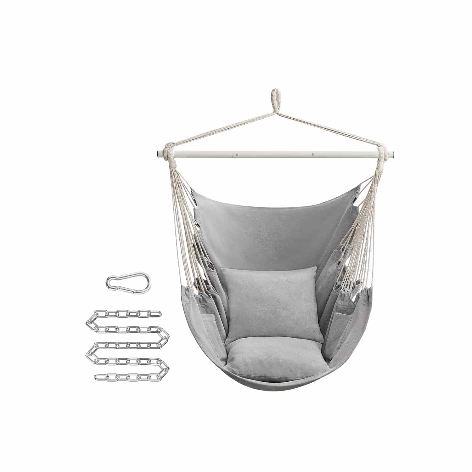 Hängesessel mit 2 Kissen und Metallkette taubengrau Hängesessel mit 2 Kissen und Metallkette taubengrau von SONGMICS
