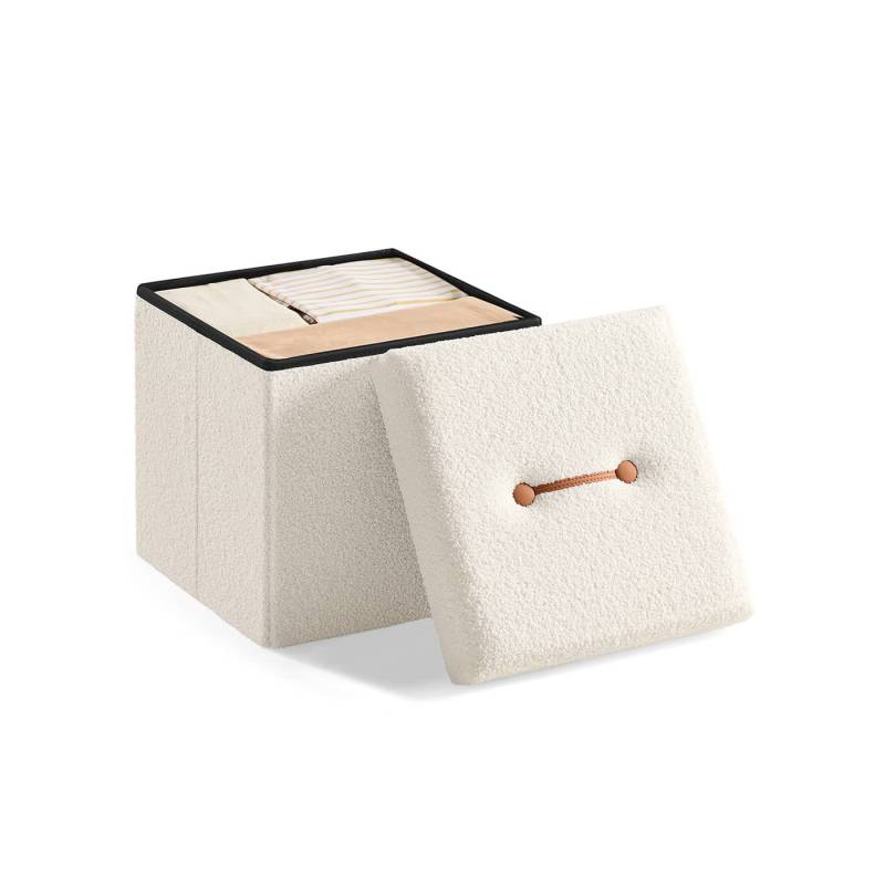 Hocker mit Stauraum 38 x 38 x 38 cm cremeweiß von SONGMICS