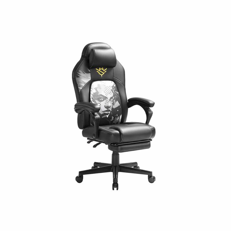Höhenverstellbarer Gaming-Stuhl mit Fußstütze tintenschwarz von SONGMICS