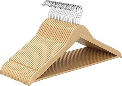 Holzbügel 20er Set mit 360° drehbaren Haken naturfarben von SONGMICS
