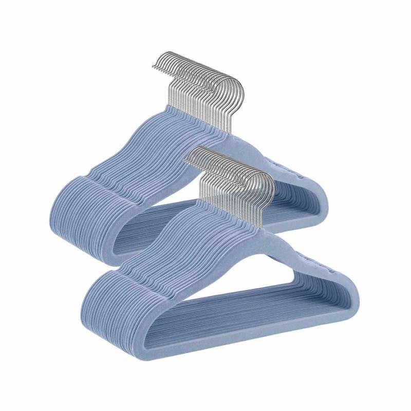 Kinderkleiderbügel 50er Set mit 360° drehbaren Haken blassblau von SONGMICS