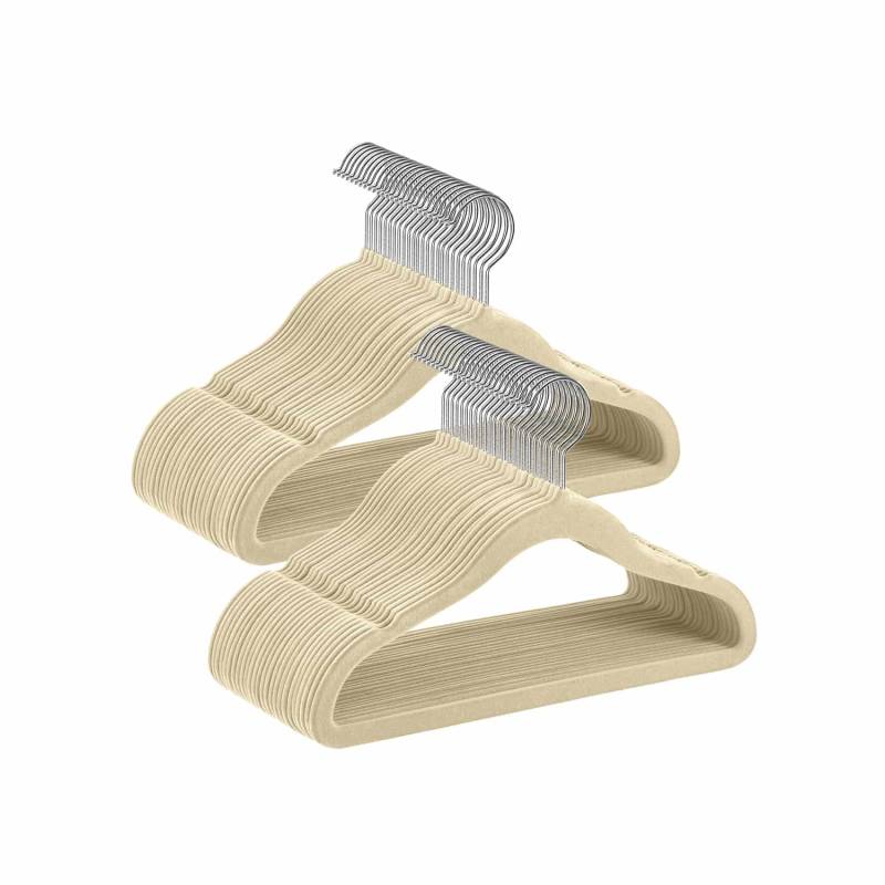 Kinderkleiderbügel 50er Set mit 360° drehbaren Haken sandbeige von SONGMICS