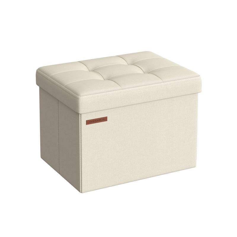 Klappbarer Sitzhocker mit Stauraum 31 x 41 cm cremeweiß Klappbarer Sitzhocker mit Stauraum 31 x 41 cm cremeweiß von SONGMICS