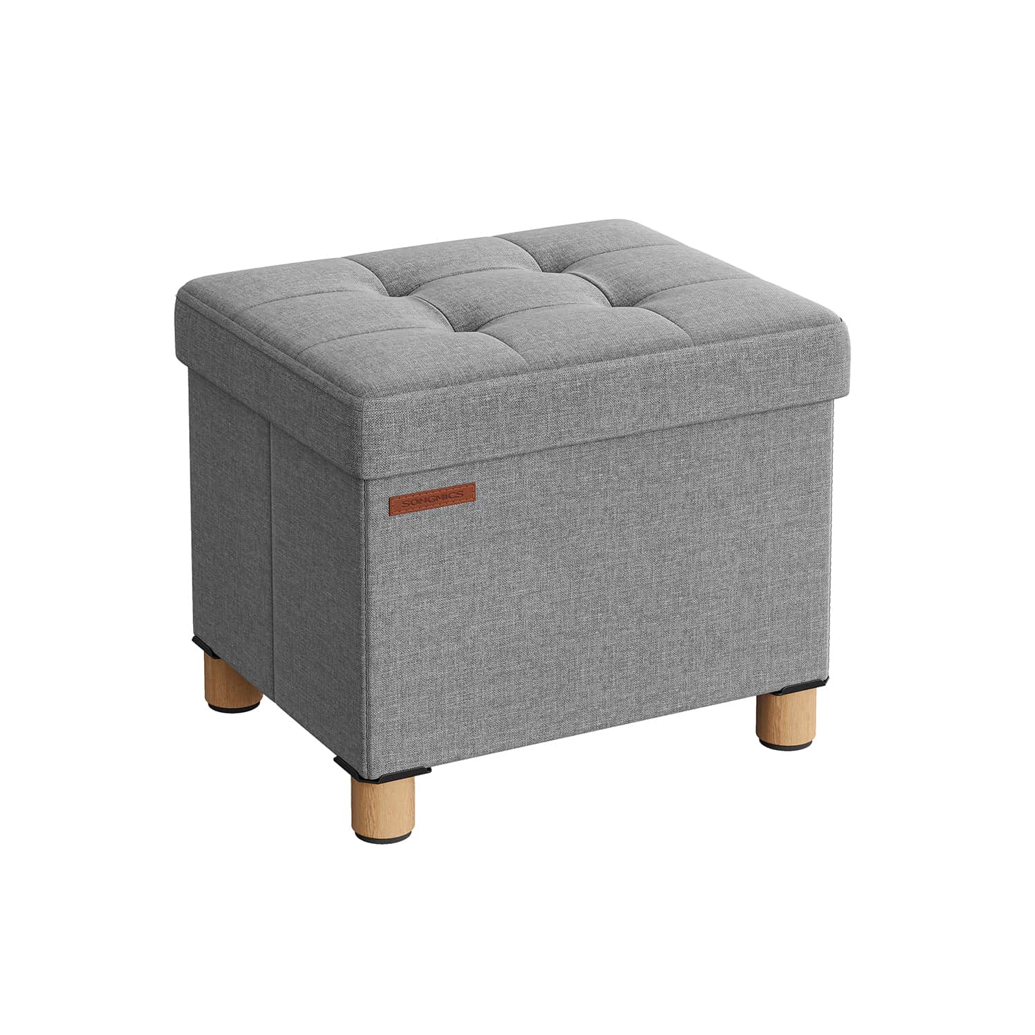 Klappbarer Sitzhocker mit Stauraum 32 x 40 cm taubengrau von SONGMICS