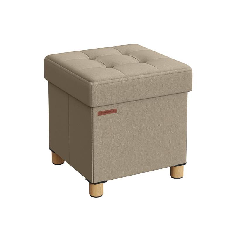 Klappbarer Sitzhocker mit Stauraum 38 x 38 cm kamelbraun von SONGMICS