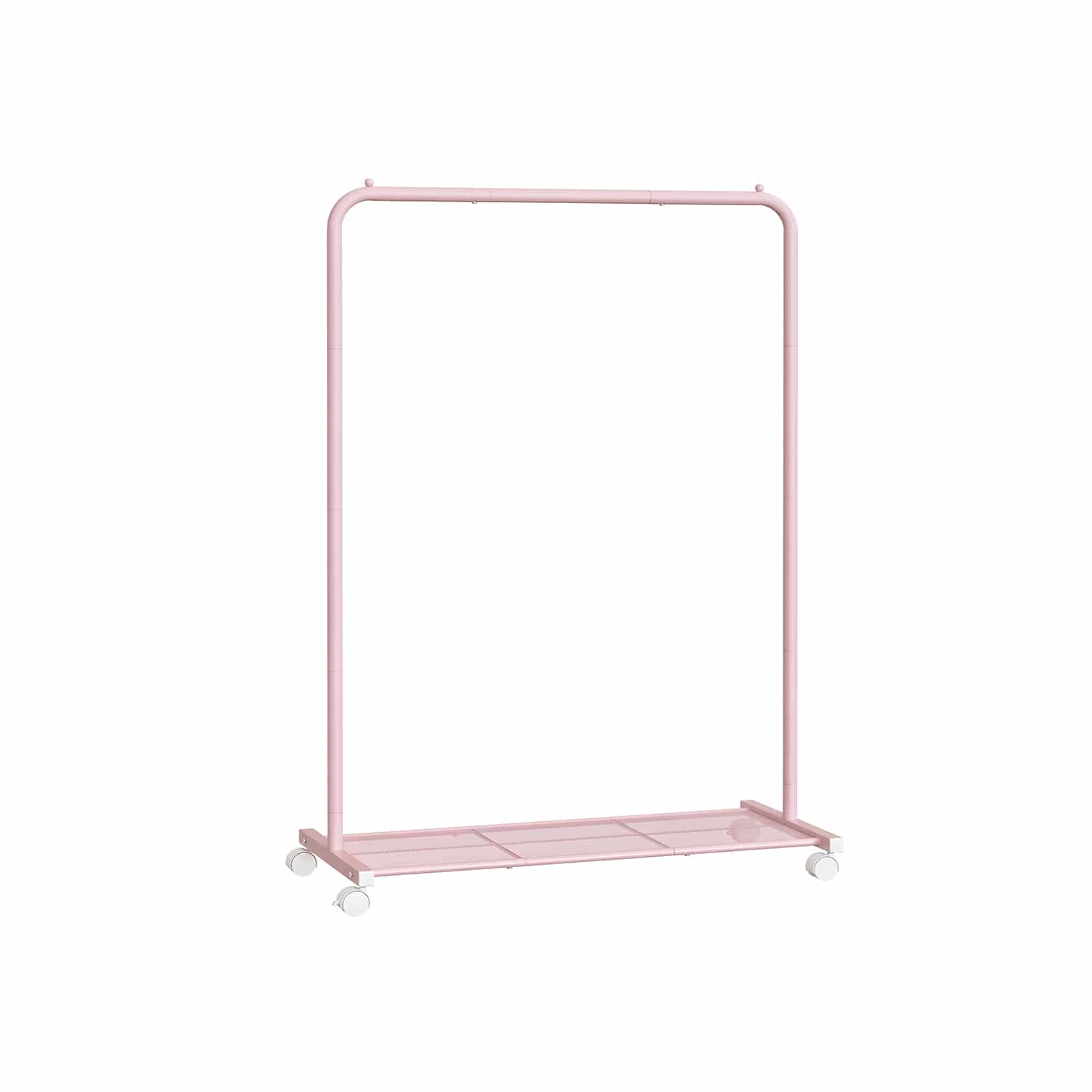 Kleiderständer 91 cm breit auf Rollen pastellrosa von SONGMICS