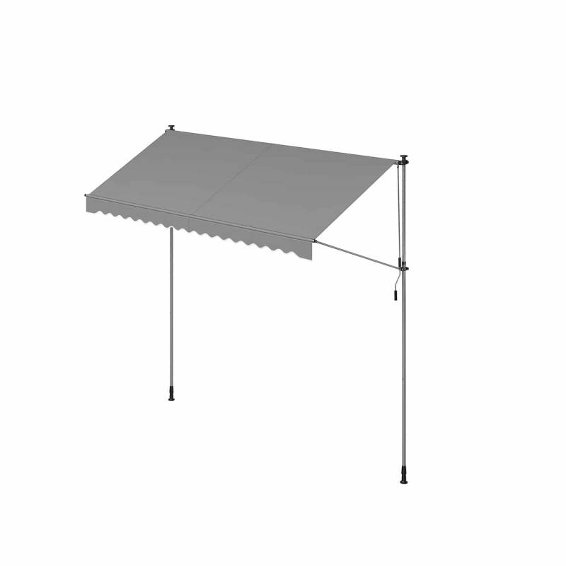 Klemmmarkise mit Handkurbel 350 x 120 cm grau von SONGMICS