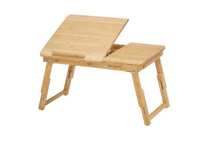 Laptoptisch LLD01N, Höhenverstellbarer Laptoptisch mit Schublade, klappbarer Notebooktisch aus Bambus von SONGMICS
