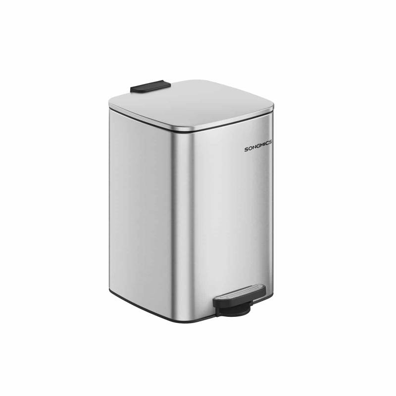 Mülleimer 20 Liter aus Stahl metallicsilber von SONGMICS