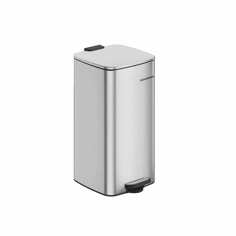 Mülleimer 30 Liter aus Stahl metallicsilber von SONGMICS