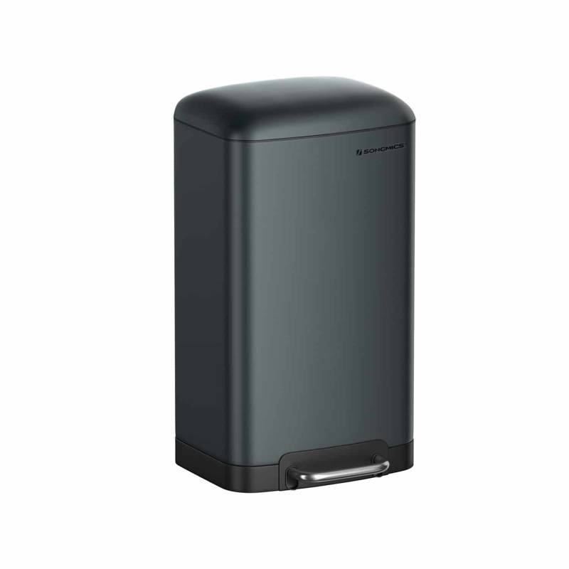 Mülleimer 30 L – Rauchgrau, Edelstahl, Softclose, Tretmechanismus von SONGMICS